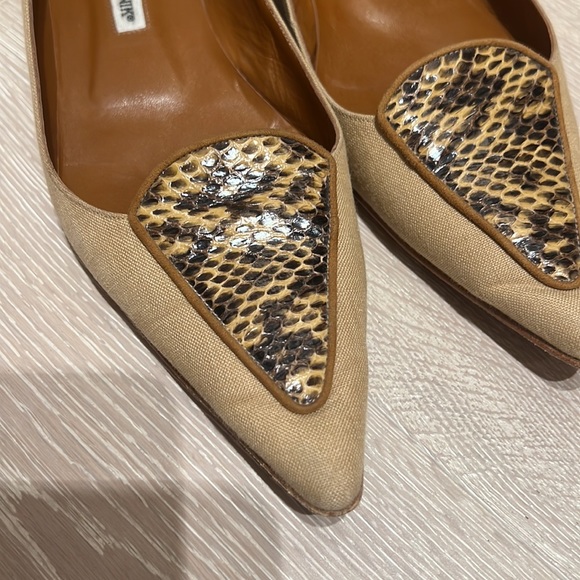 Manolo Blahnik linen and python flats - Picture 6 of 6